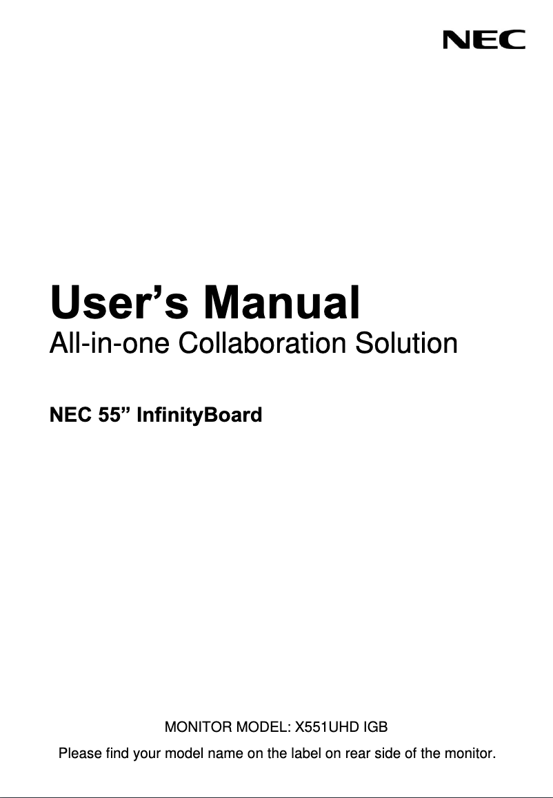 Imagen de la primera página del manual del dispositivo InfinityBoard