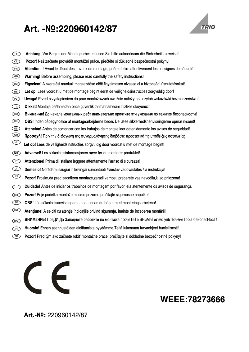 Página 1 del manual Manual de usuario Trio Lighting Harlem 220960142