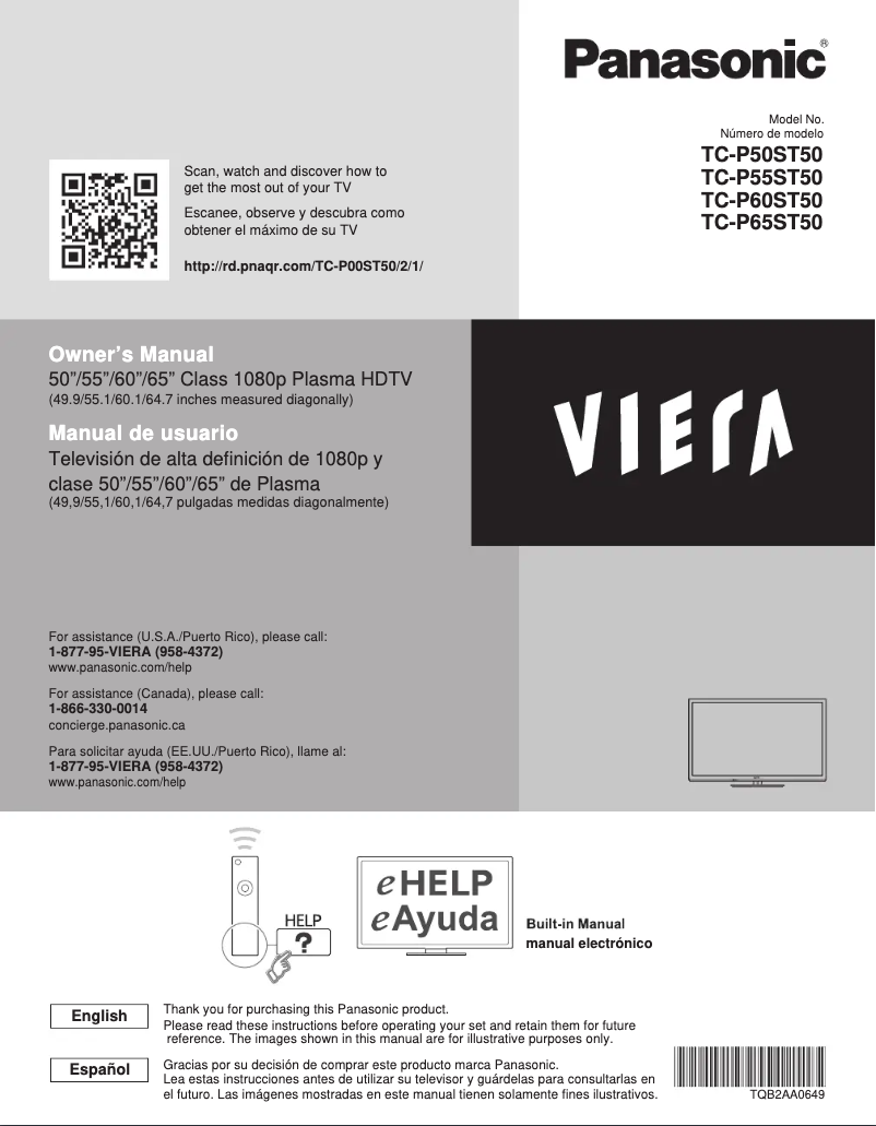 Página 1 del manual Instrucciones / montaje Panasonic Viera TC-P55ST50