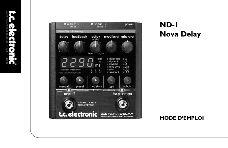 Imagen de la primera página del manual del dispositivo ND-1 Nova Delay