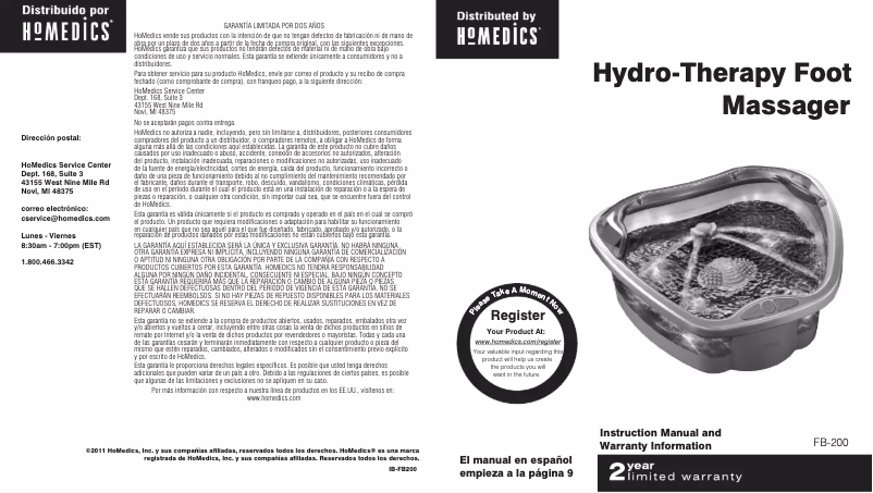 Página 1 del manual Manual de usuario Homedics FB-200