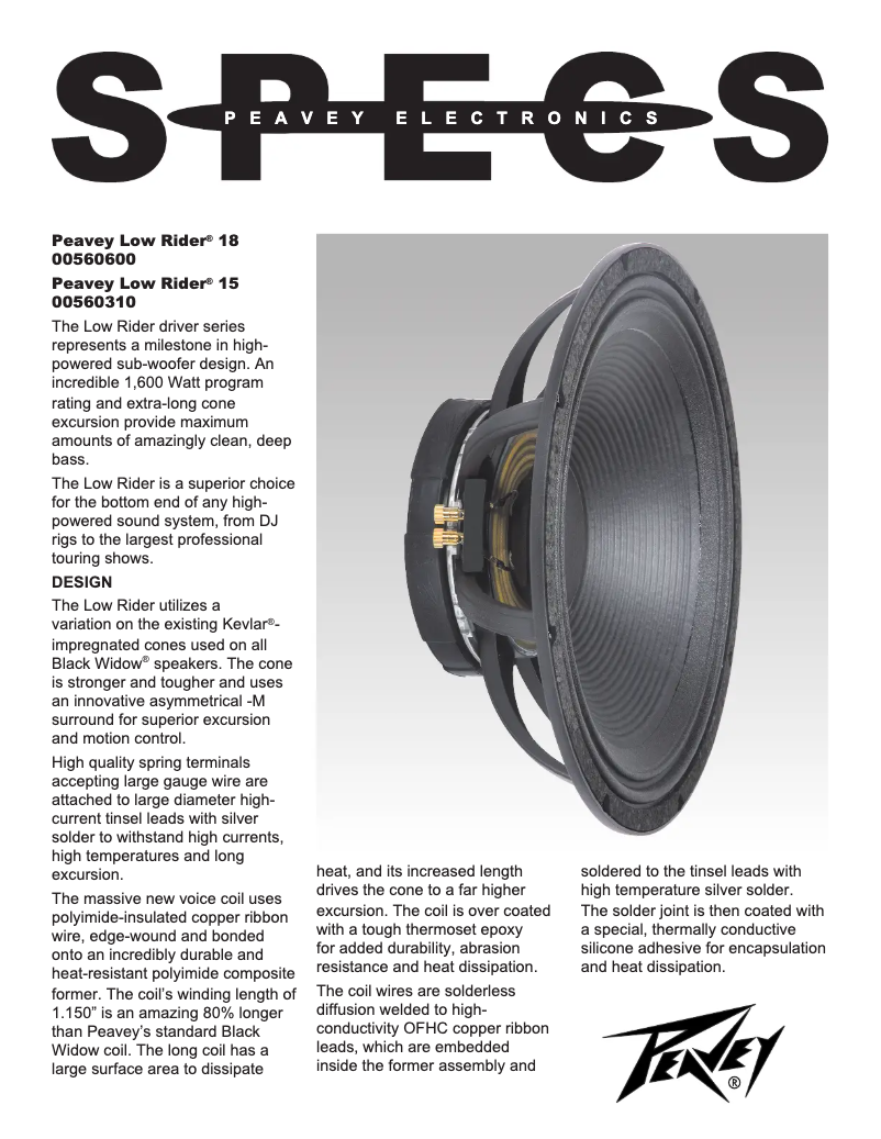 Página 1 del manual Manual de usuario Peavey 15 Low Rider