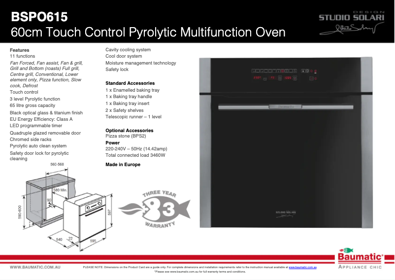 Página 1 del manual Ficha técnica Baumatic BSPO615