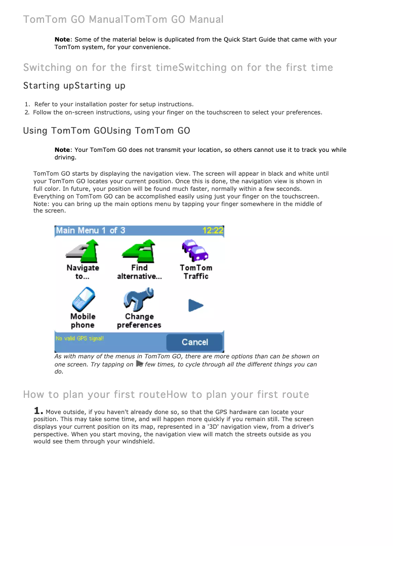 Imagen de la primera página del manual del dispositivo GO 700
