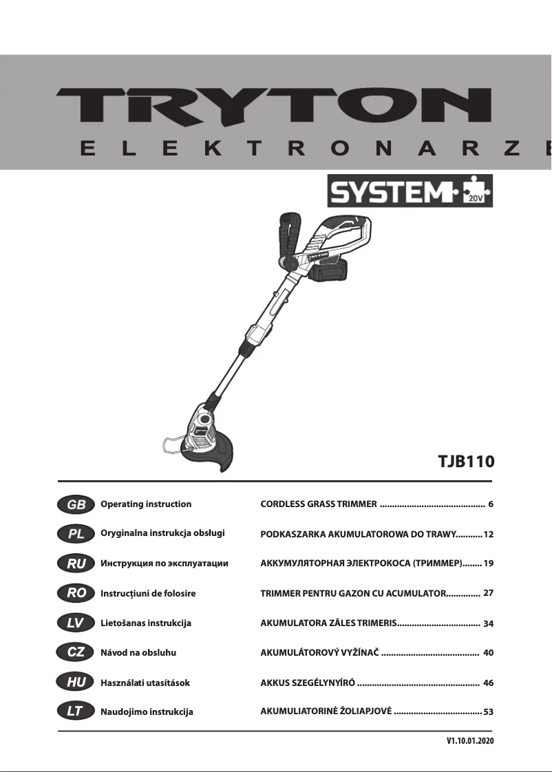 Imagen de la primera página del manual del dispositivo TJB110