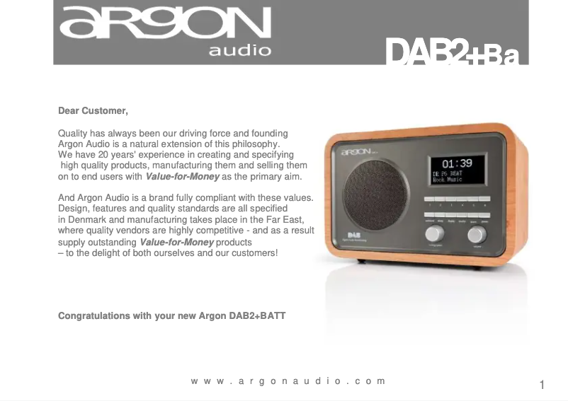 Imagen de la primera página del manual del dispositivo DAB2+ Batt