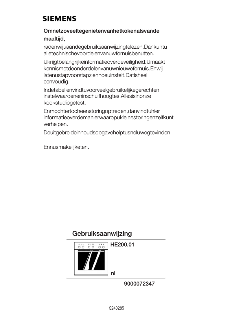 Página 1 del manual Manual de usuario Siemens HE200501