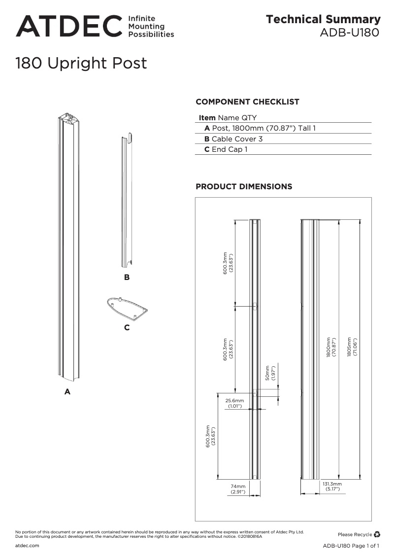 Imagen de la primera página del manual del dispositivo ADB-U180-S