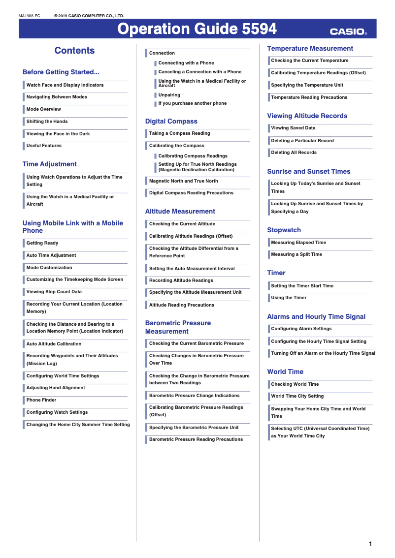 Página nº 1 - Manual de usuario Casio G-Shock GG-B100BTN-1AER