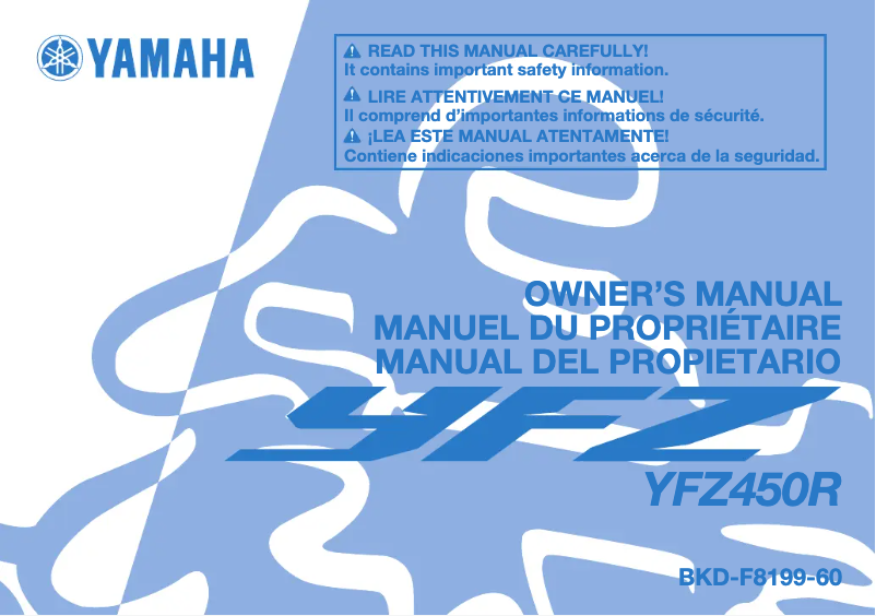 Imagen de la primera página del manual del dispositivo YFZ450R (2021)