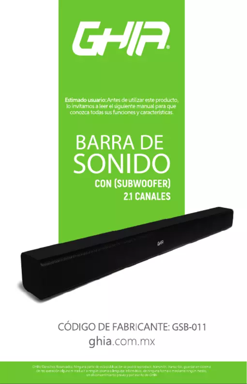 Imagen de la primera página del manual del dispositivo GSB-011