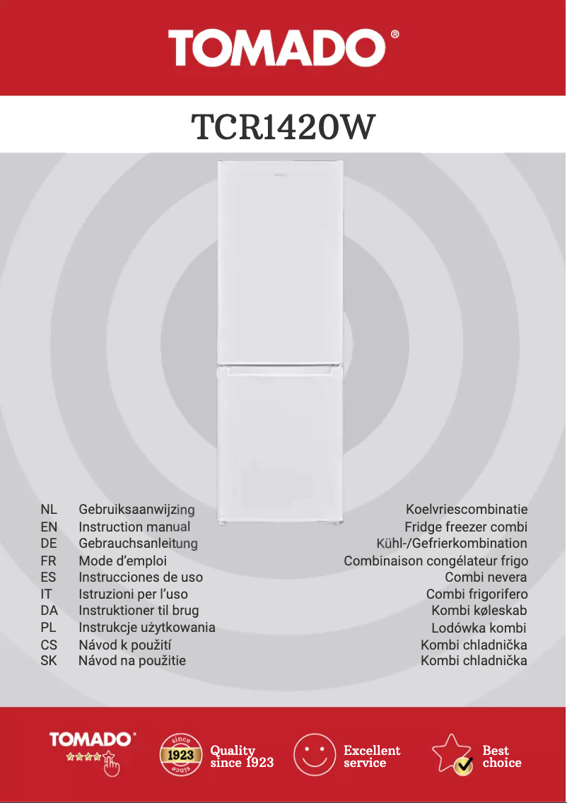 Página 1 del manual Manual de usuario Tomado TCR1420W