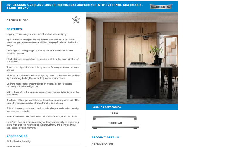 Página 1 del manual Manual de usuario Sub-Zero CL3650UID/O