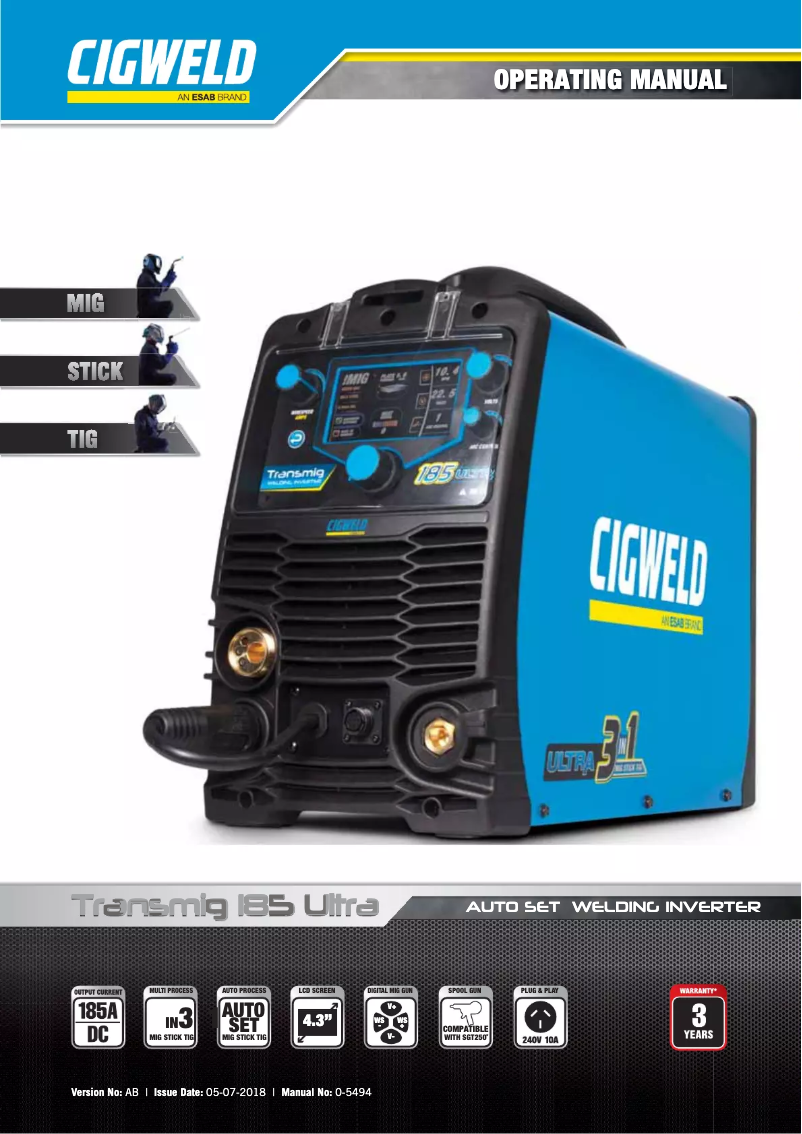 Página nº 1 - Manual de usuario Cigweld Transmig 185 Ultra
