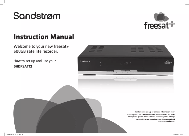 Página 1 del manual Manual de usuario Sandstrøm Freesat+ SHDFSAT12