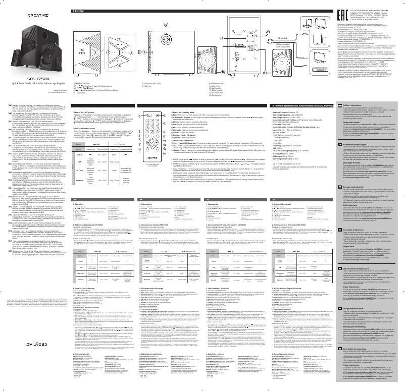 Imagen de la primera página del manual del dispositivo SBS E2500