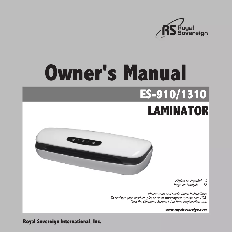 Página 1 del manual Manual de usuario Royal Sovereign ES-1310