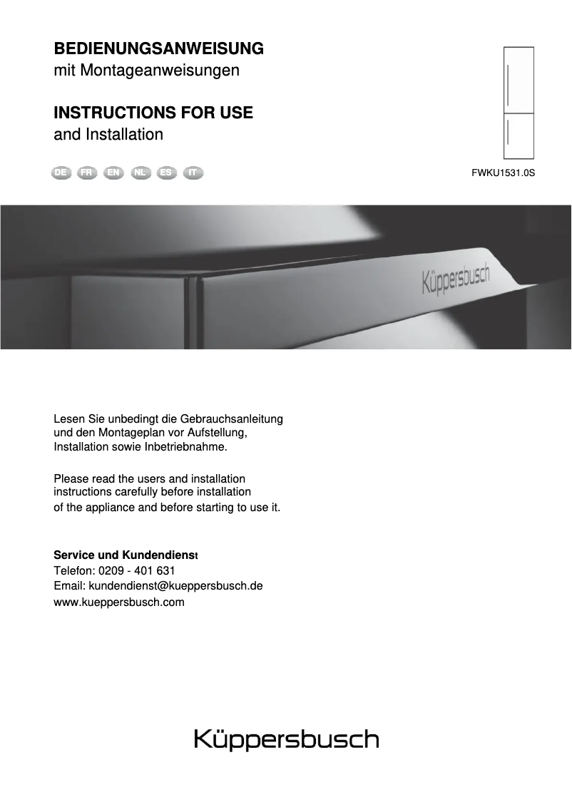 Imagen de la primera página del manual del dispositivo FKWU1531.0S