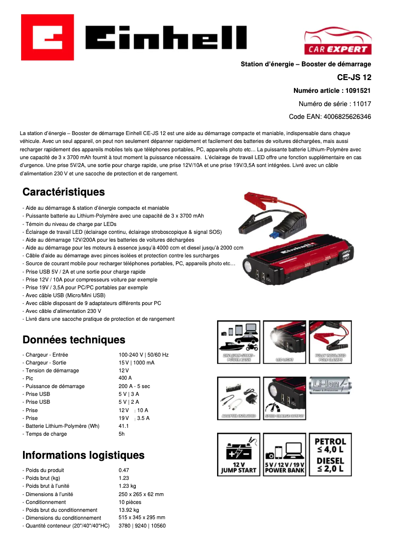 Página nº 1 - Ficha técnica Einhell CE-JS 12