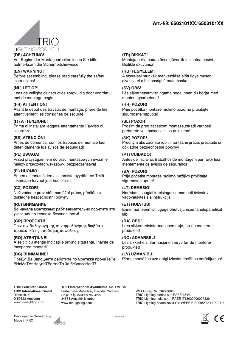 Imagen de la primera página del manual del dispositivo Rila 650210107