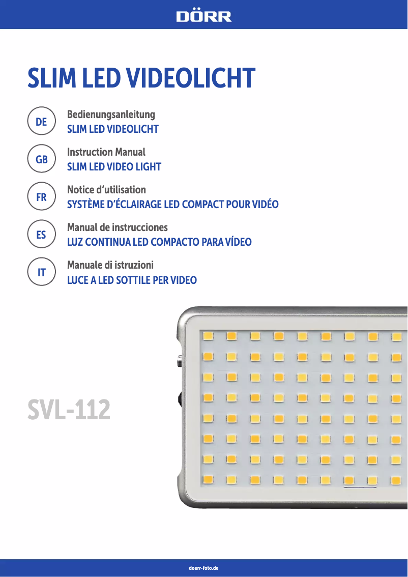 Página nº 1 - Manual de usuario Dörr LED Slim Video Light SVL-112
