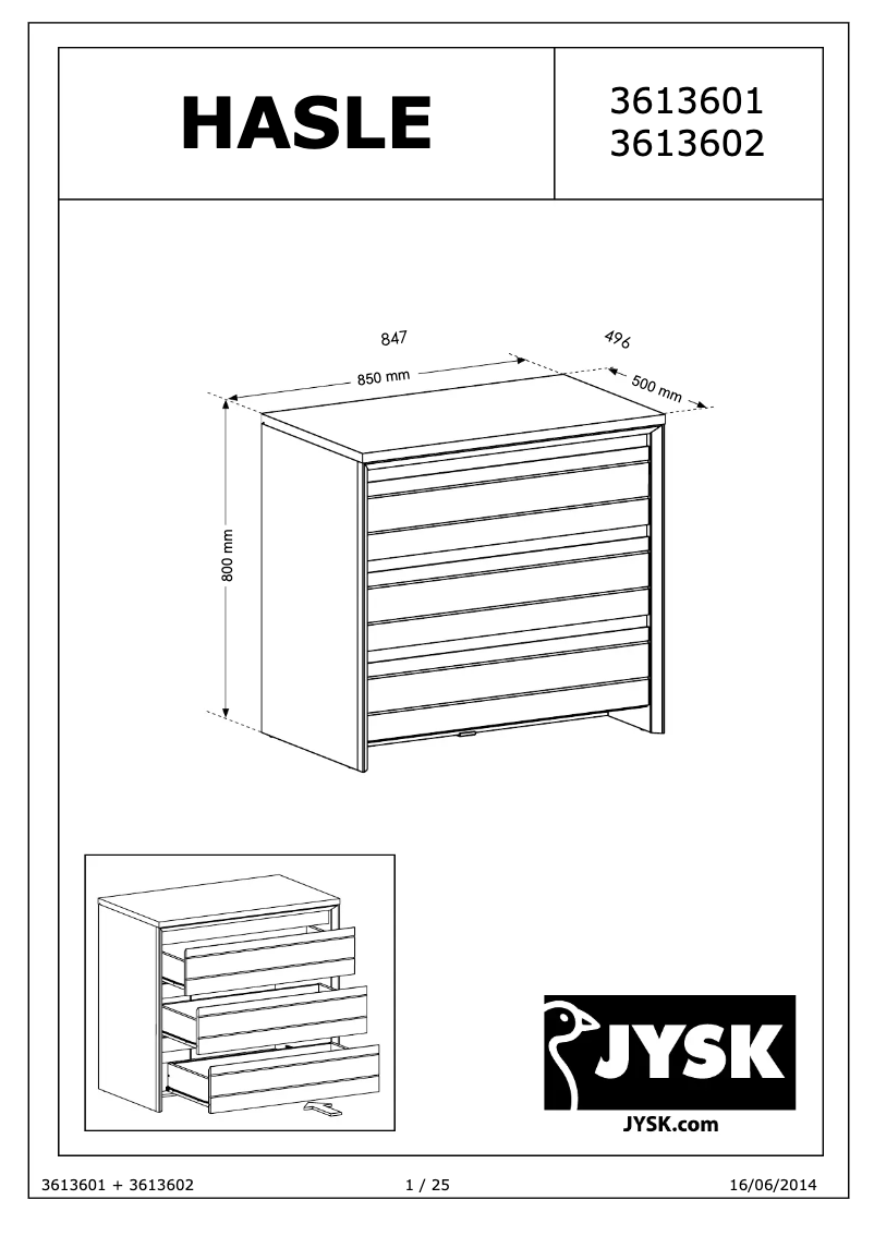 Página nº 1 - Manual de usuario JYSK Hasle (85x80x50)