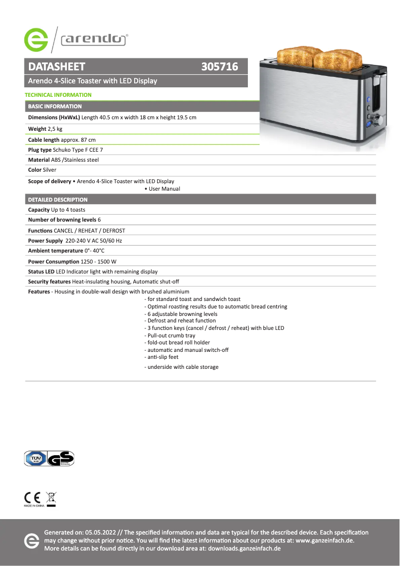 Imagen de la primera página del manual del dispositivo Manana 305716