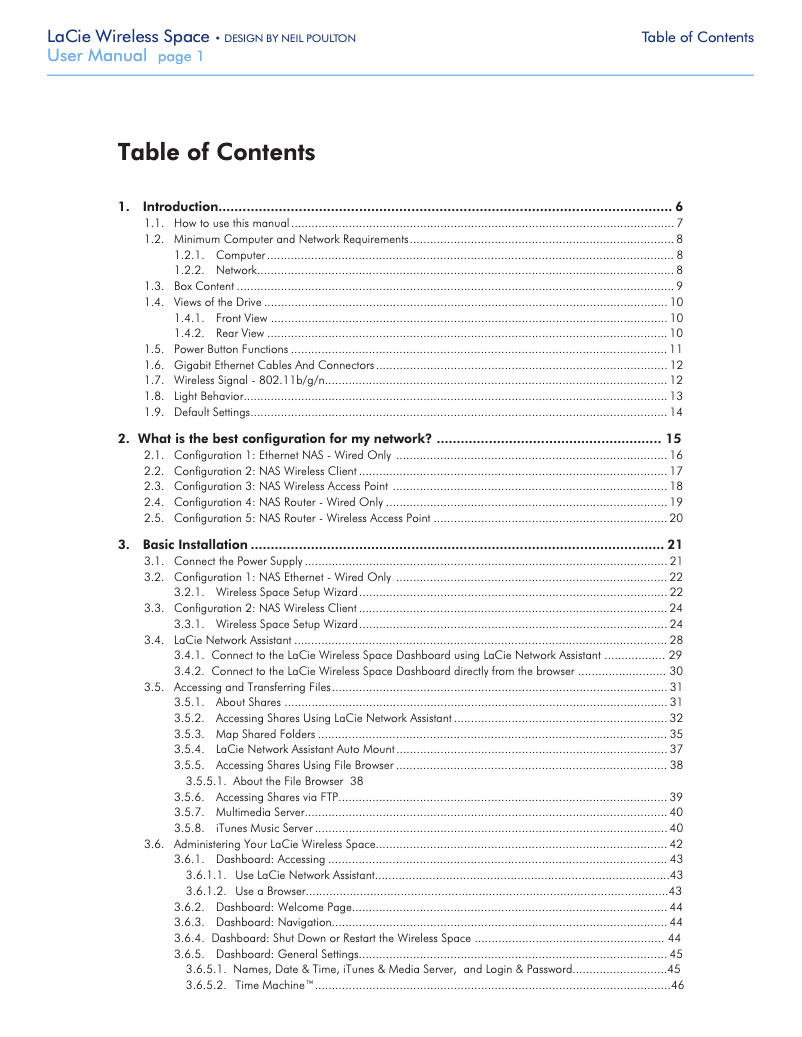 Imagen de la primera página del manual del dispositivo Wireless Space