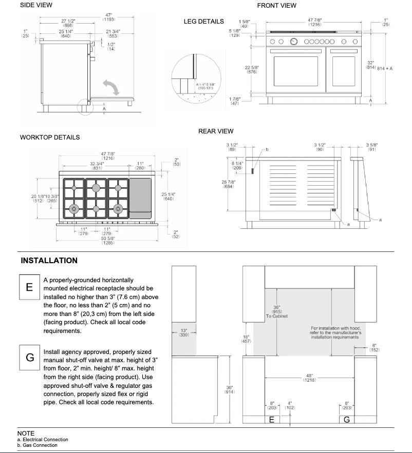 Página 1 del manual Guía de instalación Bertazzoni HER486BTFGMNET