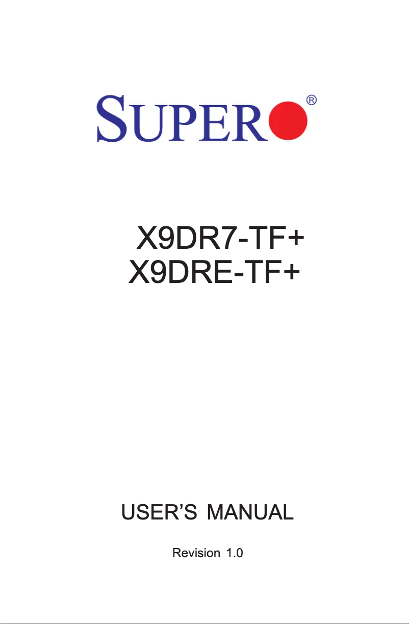 Imagen de la primera página del manual del dispositivo X9DR7-TF+