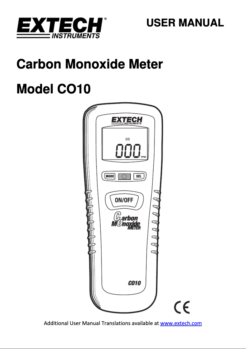 Página 1 del manual Manual de usuario Extech CO10