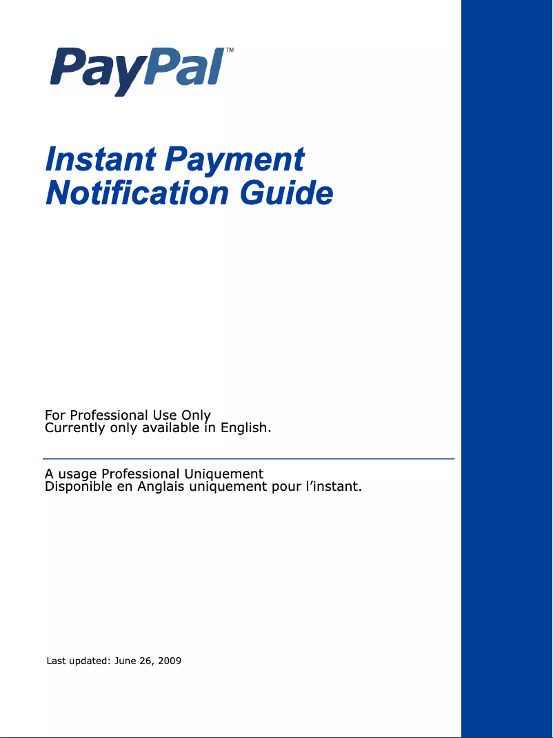 Página nº 1 - Manual de usuario PayPal Instant Payment Notification (2009)