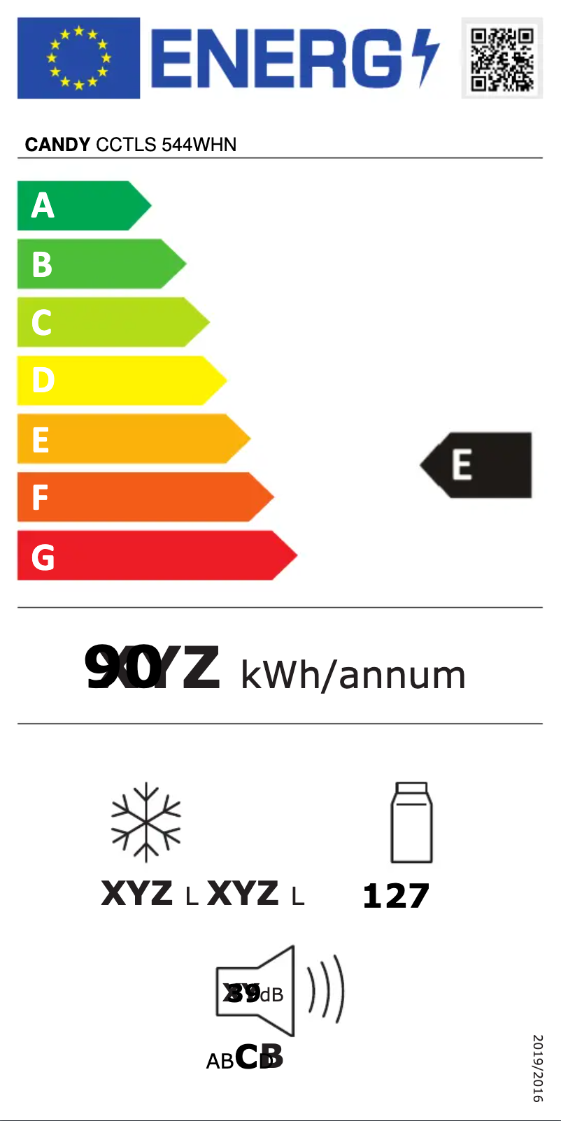 Página 1 del manual Etiqueta energética Candy CCTLS 544WHN