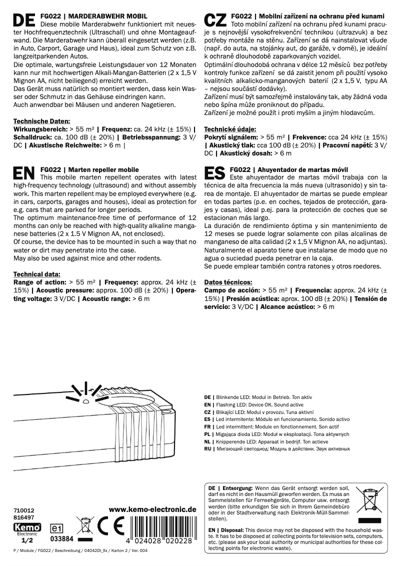 Página 1 del manual Manual de usuario Kemo FG022