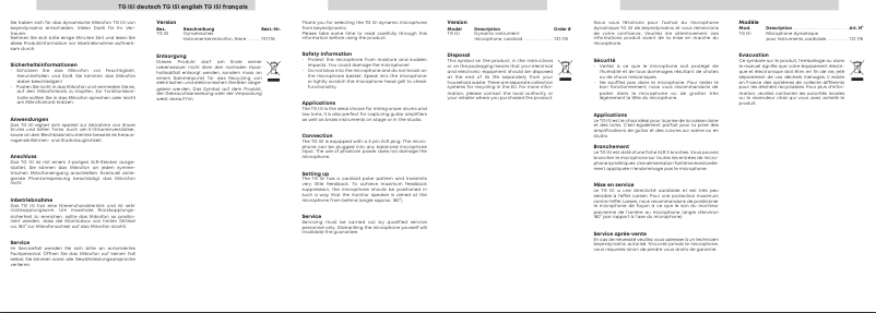 Página 1 del manual Manual de usuario Beyerdynamic TG I51