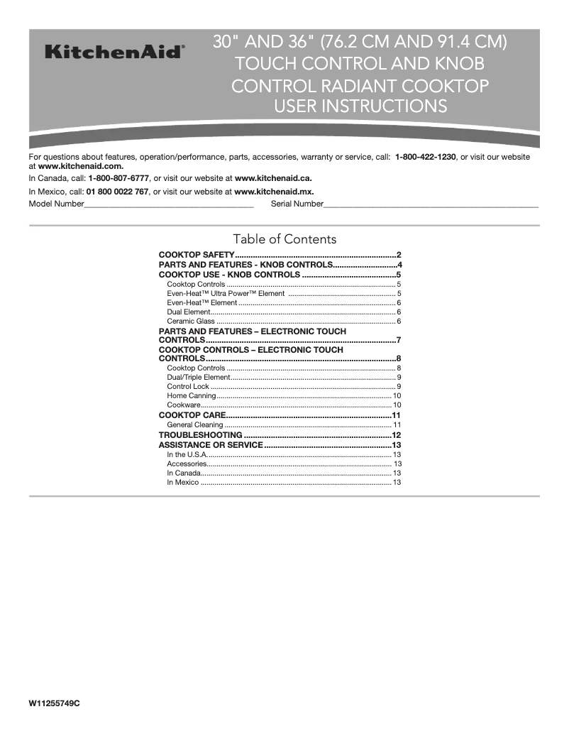 Imagen de la primera página del manual del dispositivo KCES556HBL