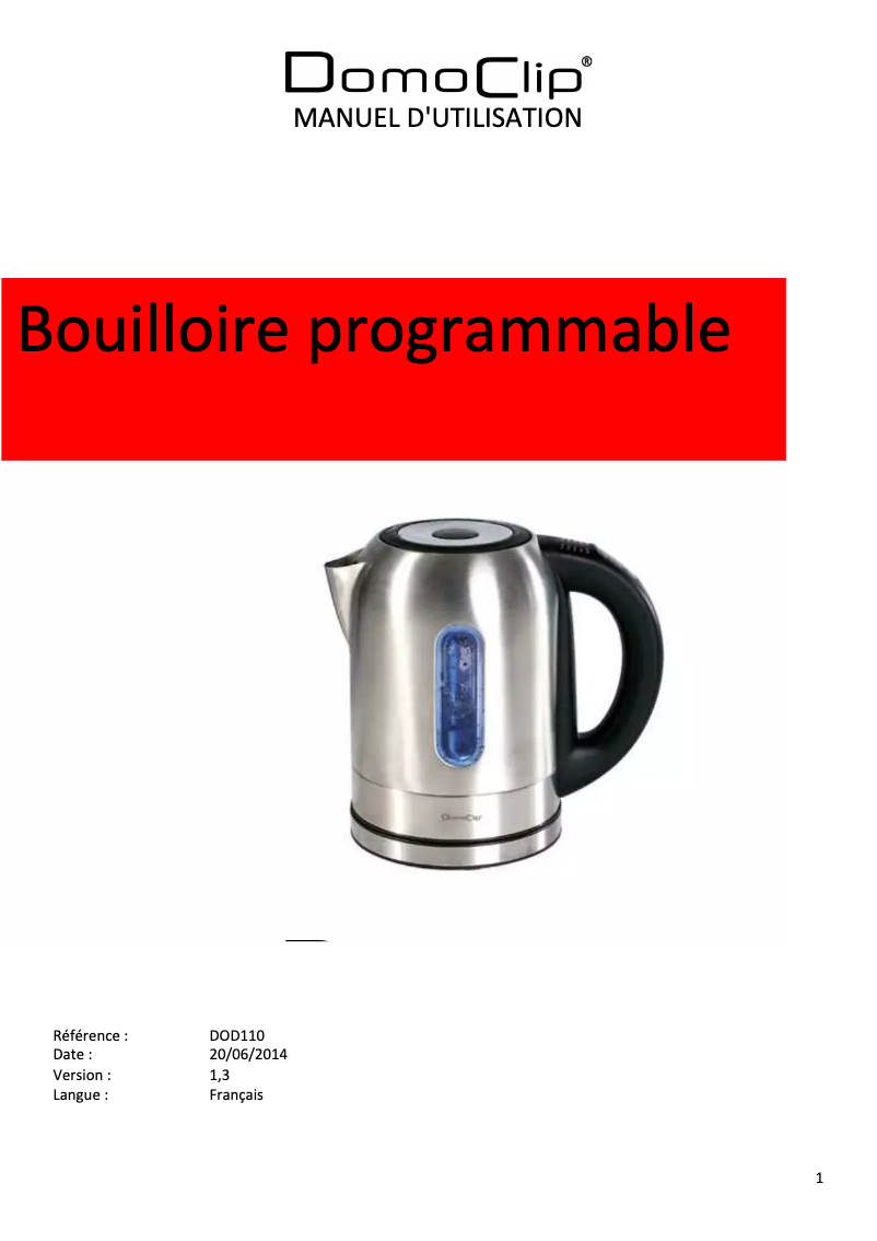 Página 1 del manual Manual de usuario Domoclip DOD110