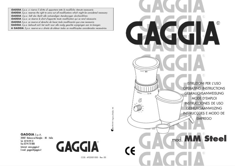 Página 1 del manual Manual de usuario Gaggia MM Steel