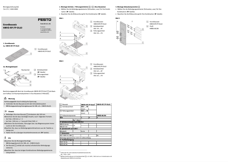 Página 1 del manual Manual de usuario Festo HMVD-RP/FP-DL63