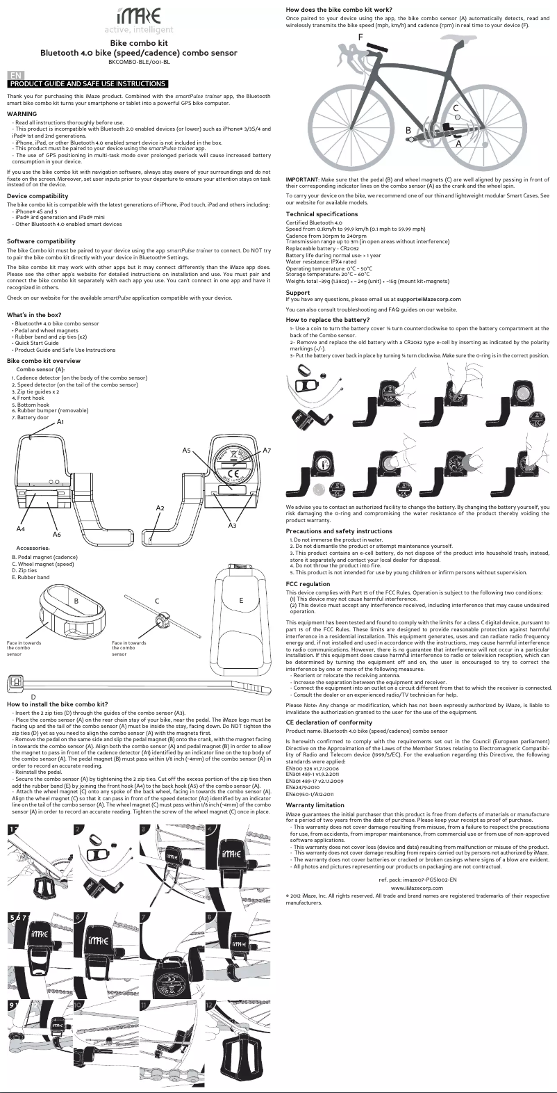 Imagen de la primera página del manual del dispositivo Bike Combo Kit