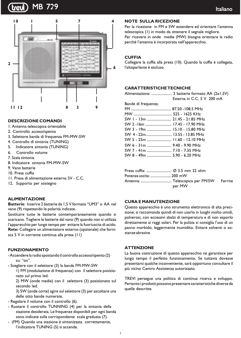 Imagen de la primera página del manual del dispositivo MB 729