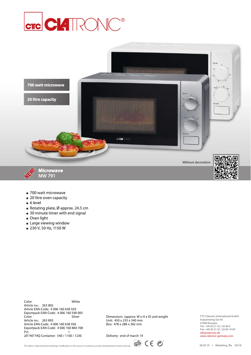Imagen de la primera página del manual del dispositivo MW 791
