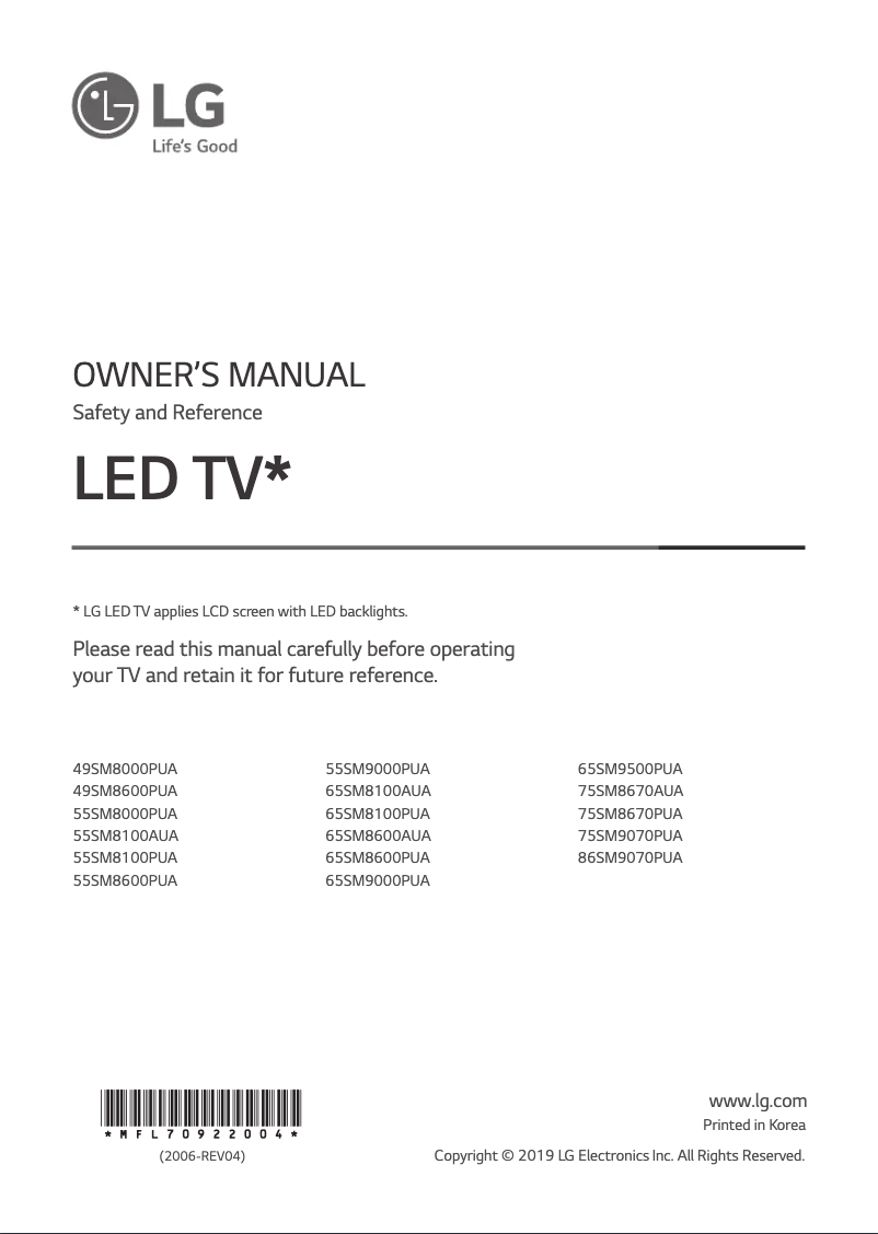 Página nº 1 - Manual de usuario LG 55SM8000PUA
