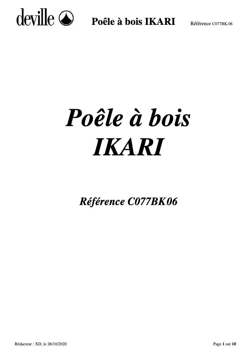 Página 1 del manual Manual de usuario Deville IKARI