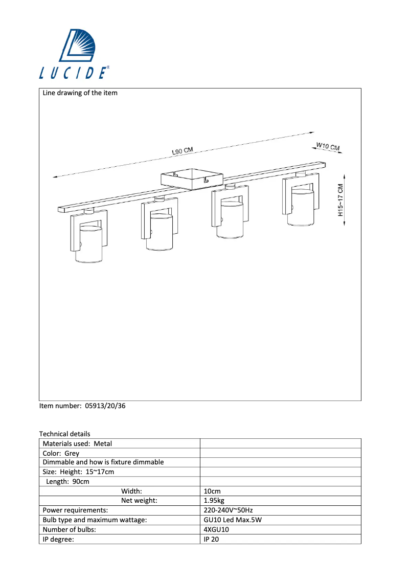 Página 1 del manual Manual de usuario Lucide Conni 05913/20/36