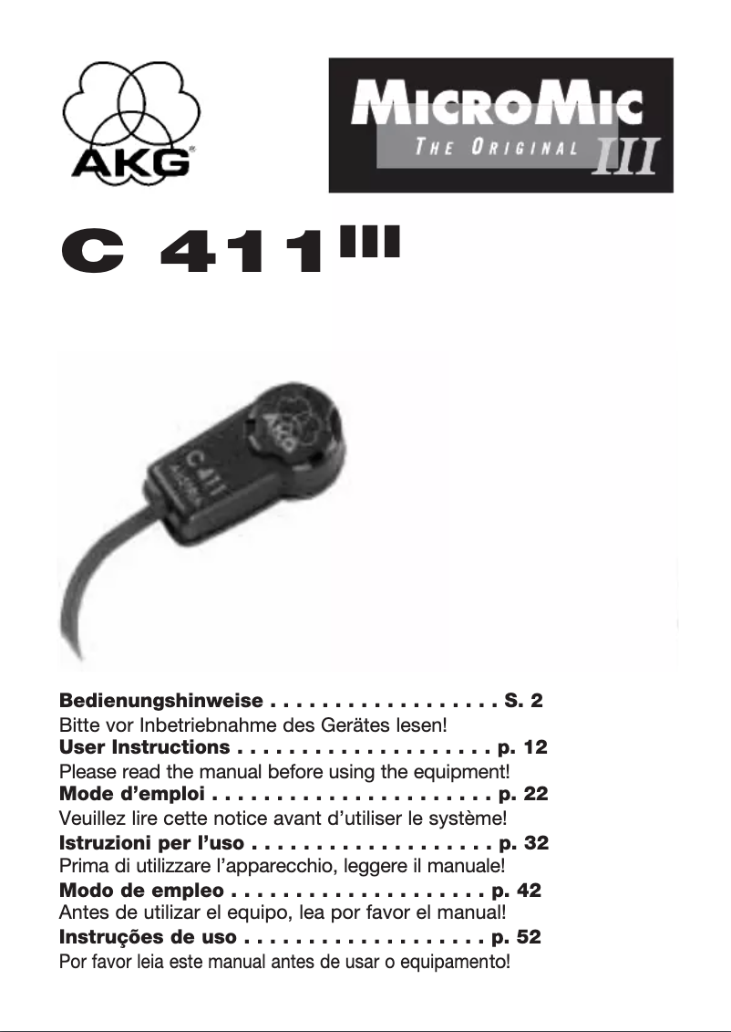Página nº 1 - Manual de usuario AKG C417 PP