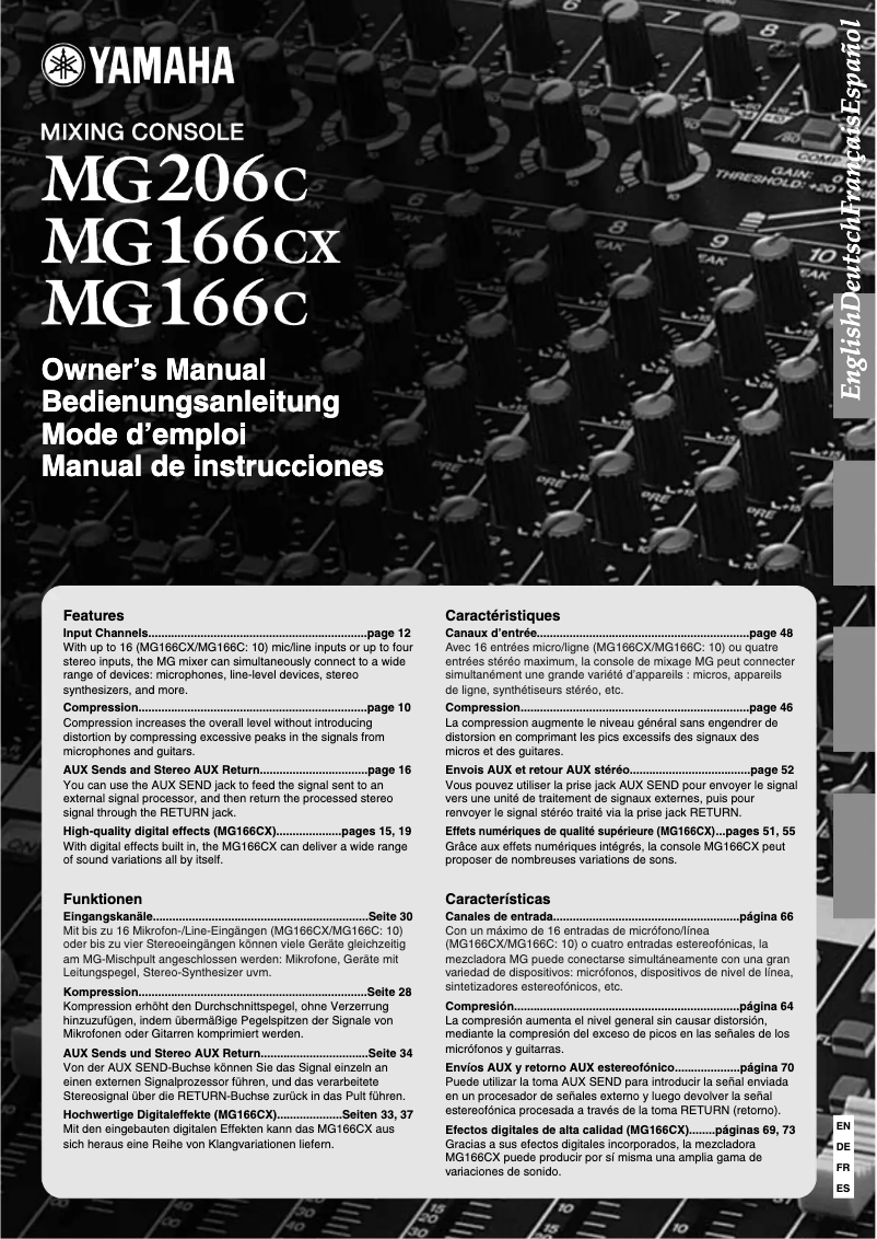 Imagen de la primera página del manual del dispositivo MG166CX
