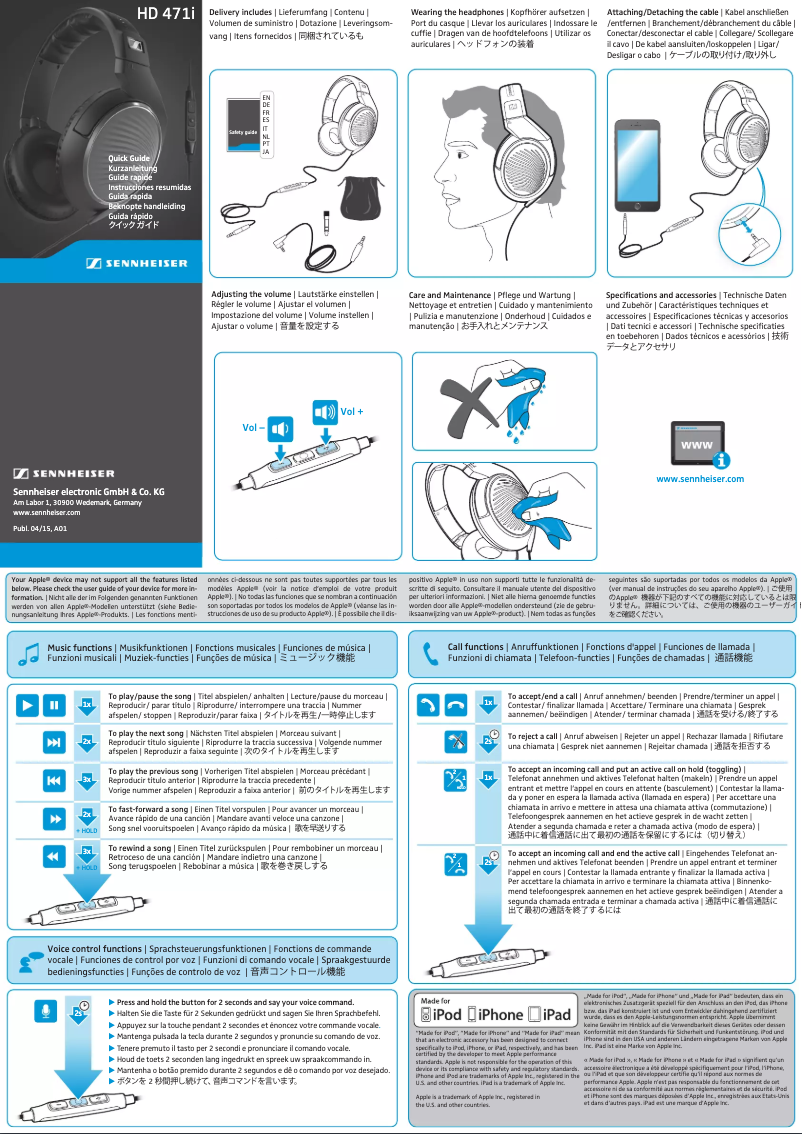 Página nº 1 - Manual de usuario Sennheiser HD 471i