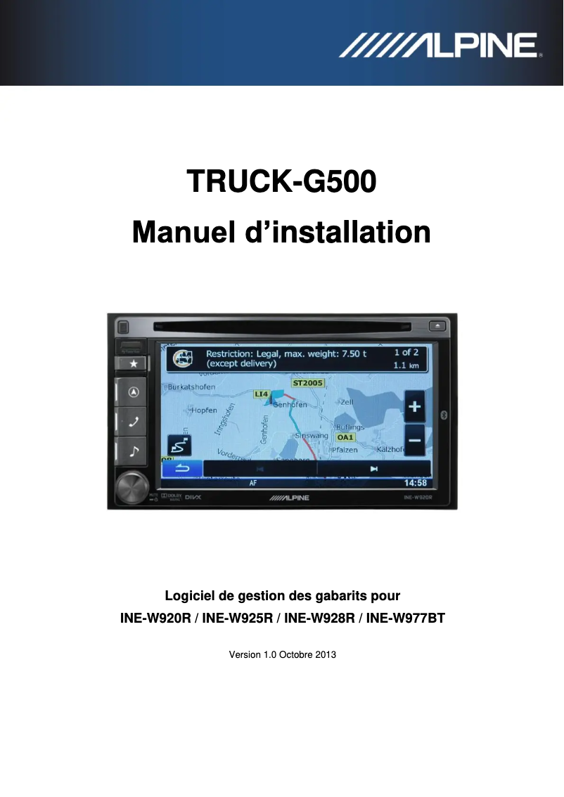 Imagen de la primera página del manual del dispositivo TRUCK-G500