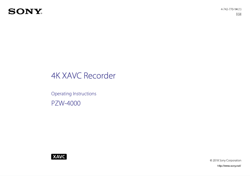 Página nº 1 - Manual de usuario Sony PZW-4000